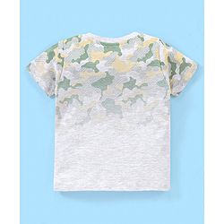 Babyhug Cotton Half Sleeves T-Shirt Dino Print - White & Melange