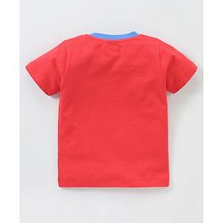 Babyhug Cotton Knit Half Sleeves Giraffe Print & Stripes T-Shirt Pack Of 3 - Blue Red & White