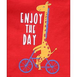 Babyhug Cotton Knit Half Sleeves Giraffe Print & Stripes T-Shirt Pack Of 3 - Blue Red & White