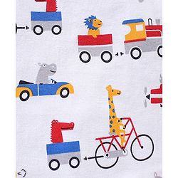 Babyhug Cotton Knit Half Sleeves Giraffe Print & Stripes T-Shirt Pack Of 3 - Blue Red & White