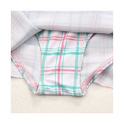 Babyhug Sleeveless Checkered Frock Swimsuit - Blue & Pink