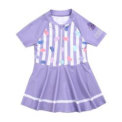 Babyhug Half Sleeves Frock Swimsuit Beans Print - Purple