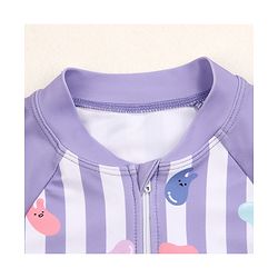 Babyhug Half Sleeves Frock Swimsuit Beans Print - Purple