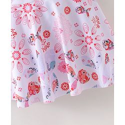 Babyhug Sleeveless Frock Swimsuit Floral Print- White & Red