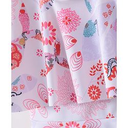 Babyhug Sleeveless Frock Swimsuit Floral Print- White & Red