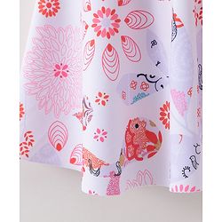 Babyhug Sleeveless Frock Swimsuit Floral Print- White & Red