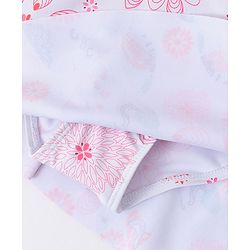 Babyhug Sleeveless Frock Swimsuit Floral Print- White & Red