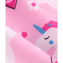 Babyhug Sleeveless Heart Print Frock Swimsuit with Bow Applique - Pink