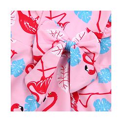 Babyhug Frill Sleeves Frock Swimsuit Flamingo Print - Pink