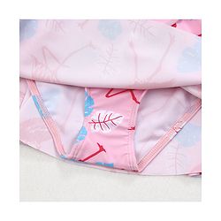 Babyhug Frill Sleeves Frock Swimsuit Flamingo Print - Pink