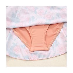 Babyhug Sleeveless Floral Print Frock Swimsuit - Peach