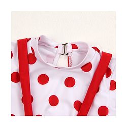 Babyhug Half Sleeves Frock Swimsuit Polka Dots Print - Red