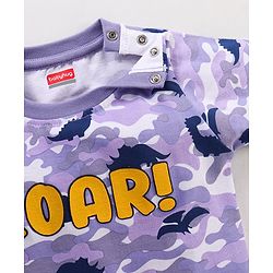 Babyhug Cotton Knit Half Sleeves Dino & Camouflage Printed T-Shirt - Purple & White
