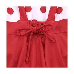Babyhug Half Sleeves Frock Swimsuit Polka Dots Print - Red