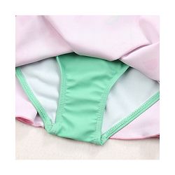 Babyhug Raglan Sleeves Frock Swimsuit Text Print - Pink & Green