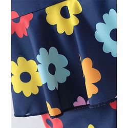 Babyhug Half Sleeves Frock Swimsuit Floral Print - Navy Blue