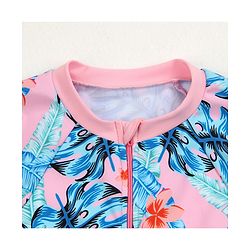 Babyoye Half Sleeves Frock Swimsuit Tropical Print - Pink
