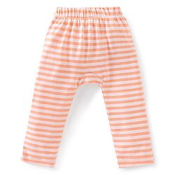 Babyhug Cotton Full Length Diaper Pants Tomato  Carrot Print & Stripes Pack of 3 - Red Blue & Green