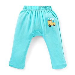 Babyhug Cotton Full Length Diaper Leggings Stripes & Train Print Pack of 3- Blue & White