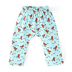 Babyhug Cotton Knit Full Length Diaper Pants Rocket Print Pack of 3 - Yellow Blue & Orange