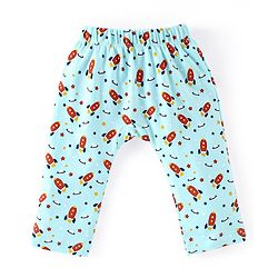 Babyhug Cotton Knit Full Length Diaper Pants Rocket Print Pack of 3 - Yellow Blue & Orange