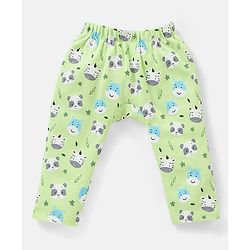 Babyhug Cotton Full Length Diaper Pants Striped & Wild Animal Print Pack Of 3 - Blue & Green