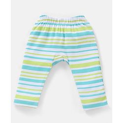 Babyhug Cotton Full Length Diaper Pants Striped & Wild Animal Print Pack Of 3 - Blue & Green