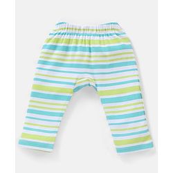 Babyhug Cotton Full Length Diaper Pants Striped & Wild Animal Print Pack Of 3 - Blue & Green