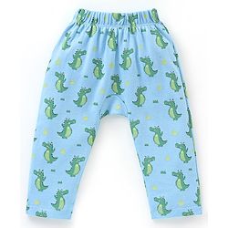 Babyhug Cotton Full Length Diaper Pants Croc Print Pack of 3 - Yellow & Blue