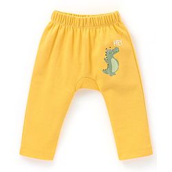 Babyhug Cotton Full Length Diaper Pants Croc Print Pack of 3 - Yellow & Blue