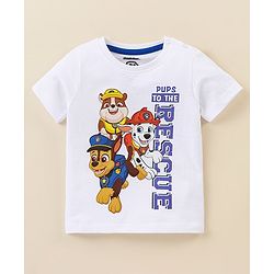 Babyhug Cotton Half Sleeves T-Shirt With Paw Patrol Print- White