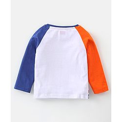 Babyhug 100% Cotton Knit Raglan Sleeves T-Shirt & Lounge Pant With Tiger Embroidery - Orange & White