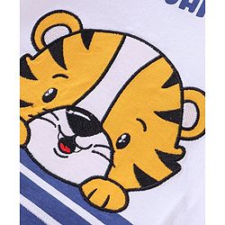 Babyhug 100% Cotton Knit Raglan Sleeves T-Shirt & Lounge Pant With Tiger Embroidery - Orange & White