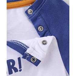 Babyhug 100% Cotton Knit Raglan Sleeves T-Shirt & Lounge Pant With Tiger Embroidery - Orange & White