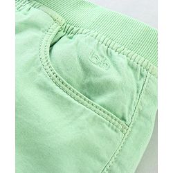 Babyhug 100% Cotton Mid Thigh Length Solid Shorts with Bow Applique - Light Green