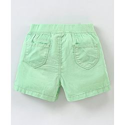 Babyhug 100% Cotton Mid Thigh Length Solid Shorts with Bow Applique - Light Green