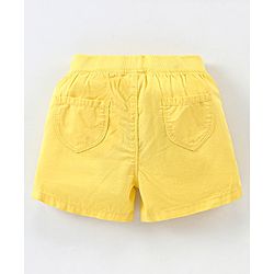 Babyhug 100% Cotton Mid Thigh Length Solid Shorts with Bow Applique - Yellow