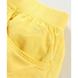 Babyhug 100% Cotton Mid Thigh Length Solid Shorts with Bow Applique - Yellow