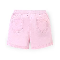Babyhug 100% Cotton Mid Thigh Length Solid Shorts with Bow Applique - Yellow