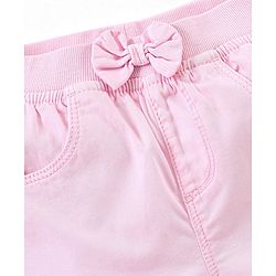 Babyhug 100% Cotton Mid Thigh Length Solid Shorts with Bow Applique - Yellow
