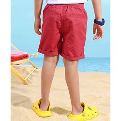 Babyhug 100% Cotton Mid Thigh Length Soilid Colour Shorts - Red