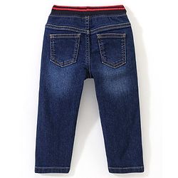Babyhug Cotton Full Length Stretchable Denim Jeans Text Print - Blue