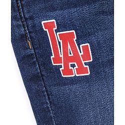 Babyhug Cotton Full Length Stretchable Denim Jeans Text Print - Blue