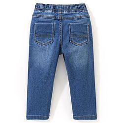 Babyhug Cotton Full Length Stretchable Denim Jeans Text Print - Blue