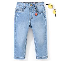Babyhug Cotton Full Length Stretchable Denim Jeans   Fly With Zipper -  Light Blue