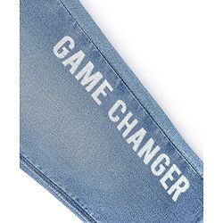 Babyhug Cotton Full Length Stretchable Denim Jeans Game Changer Text Print   Fly With Zipper -  Blue
