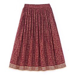 Babyhug Sleeveless Choli With Lehenga And Dupatta Floral Print- Maroon