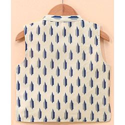 Babyhug 100% Cotton Flex Full Sleeves Kurta Pyjama Set with Waistcoat - Blue