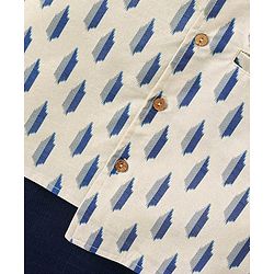 Babyhug 100% Cotton Flex Full Sleeves Kurta Pyjama Set with Waistcoat - Blue