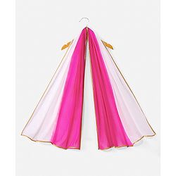 Babyhug Half Sleeves Brocade Choli & Pleated Foil Print Lehenga With Dupatta Set - Off White & Pink